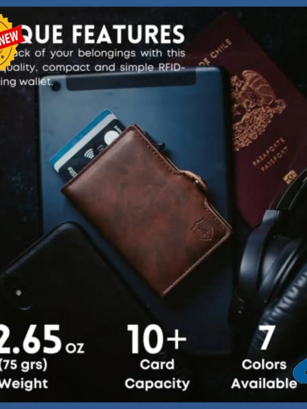 Slim Trifold RFID Wallet with Money Clip and Card Ejection Button